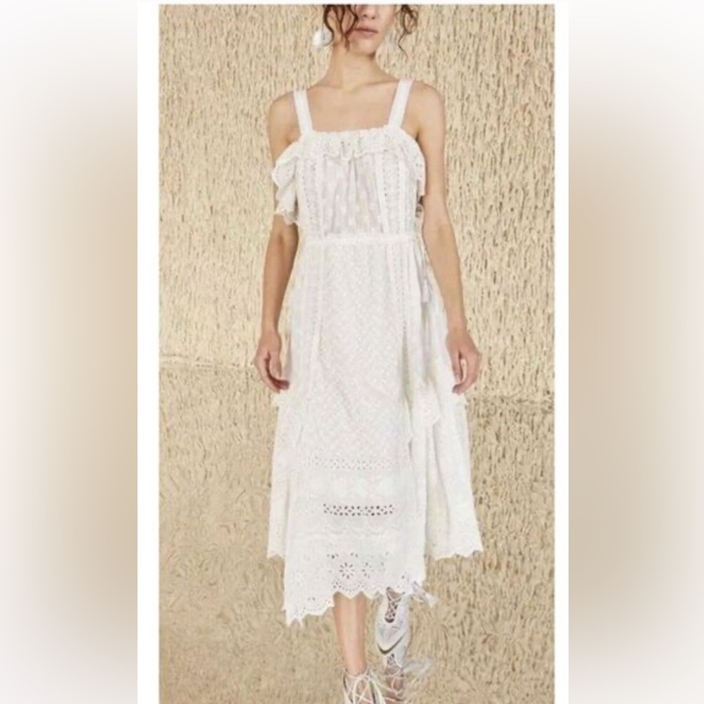 Ulla Johnson eyelet 2 678$ Edwina dress boho designer chartreuse luxury spring - Picture 10 of 10